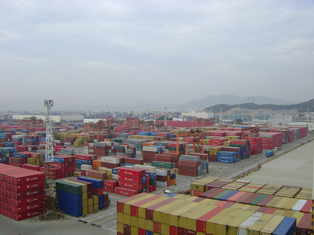 containerized cargo awaiting at yard